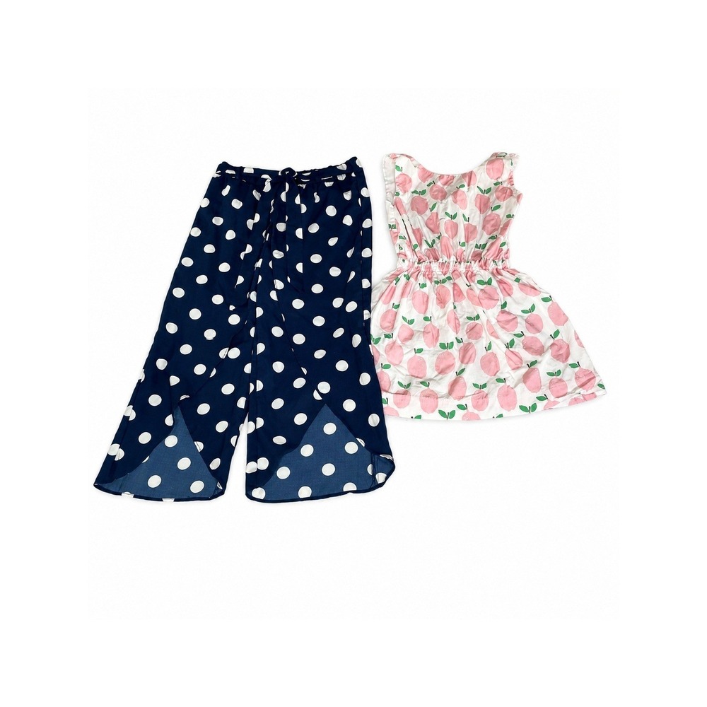 James & Lottie Rare Editions Kids Size 6 Navy Pink Fruit Polka Dot Set Bundle